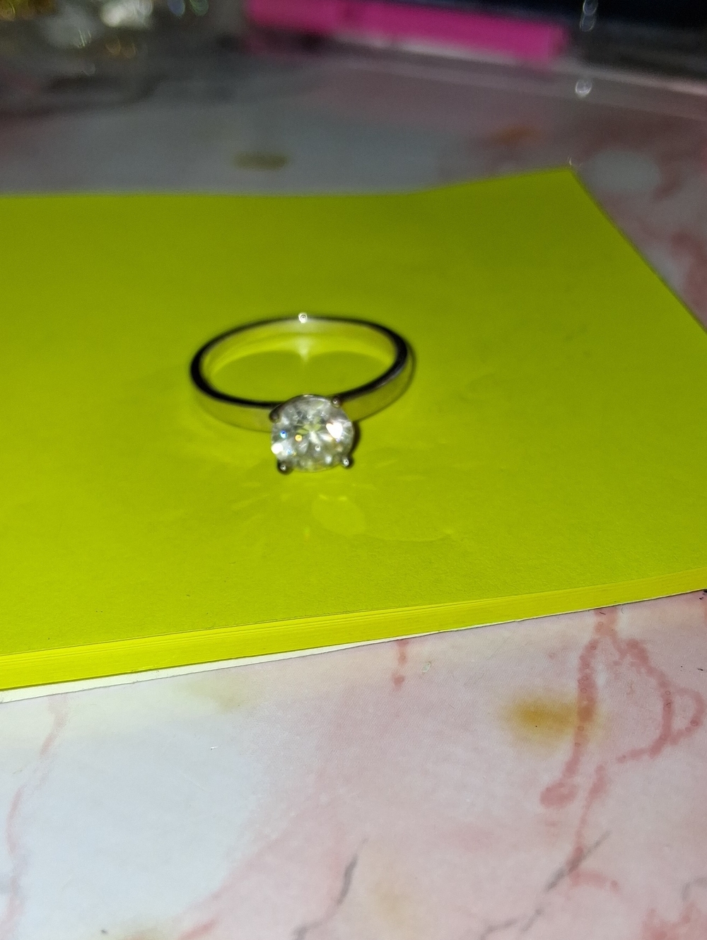 Silver Solitaire Cubic Zirconia Engagement Ring - Clear